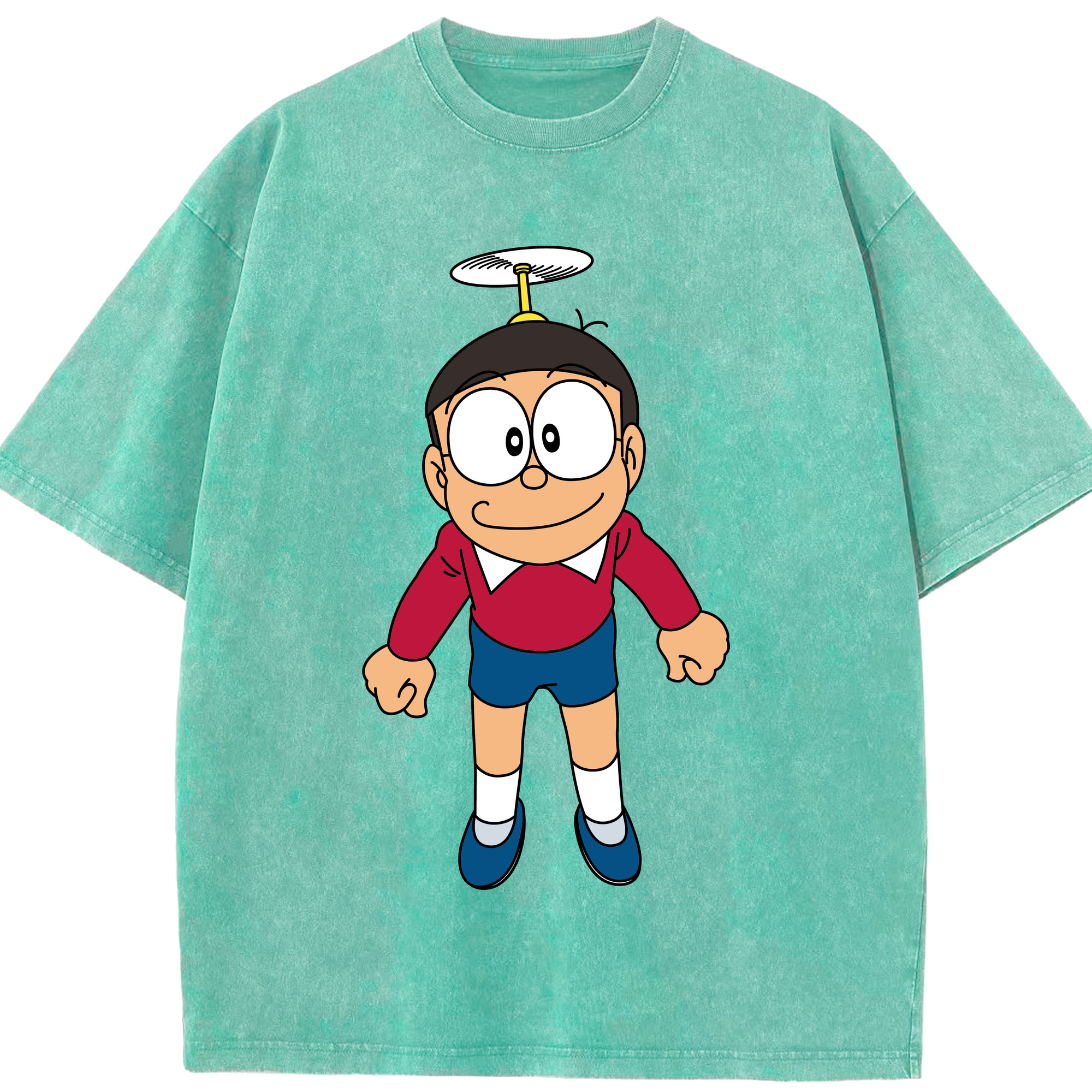 （画像用） ドラえもん 野比 のび太 Doraemon Nobita Nobi 綿100% ヴィンテージ風 半袖Tシャツ（フロントプリント）